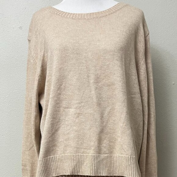 Rachel Zoe Tan Khaki Sweater Pleated Dress XL - Picture 1 of 4
